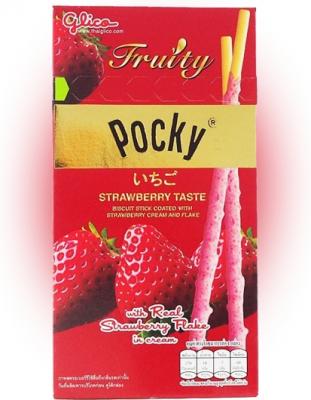 Бисквитные палочки Pocky покрытые клубничным кремом 35 гр